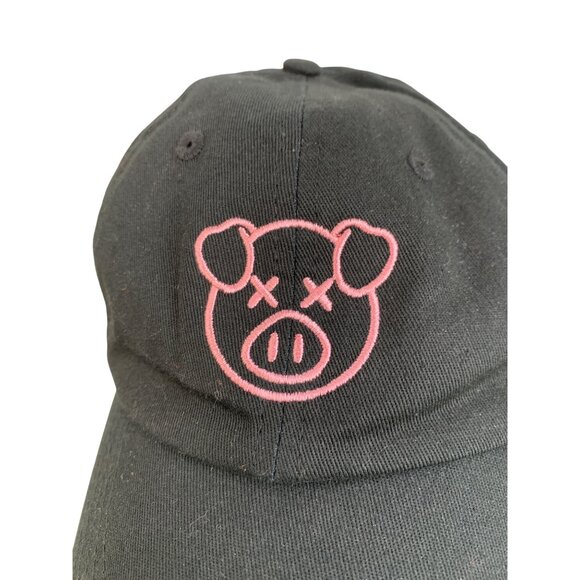 Shane Dawson Pig Embroidered Adjustable Dad Hat Cap Black & Pink EUC 8234 - Picture 2 of 9